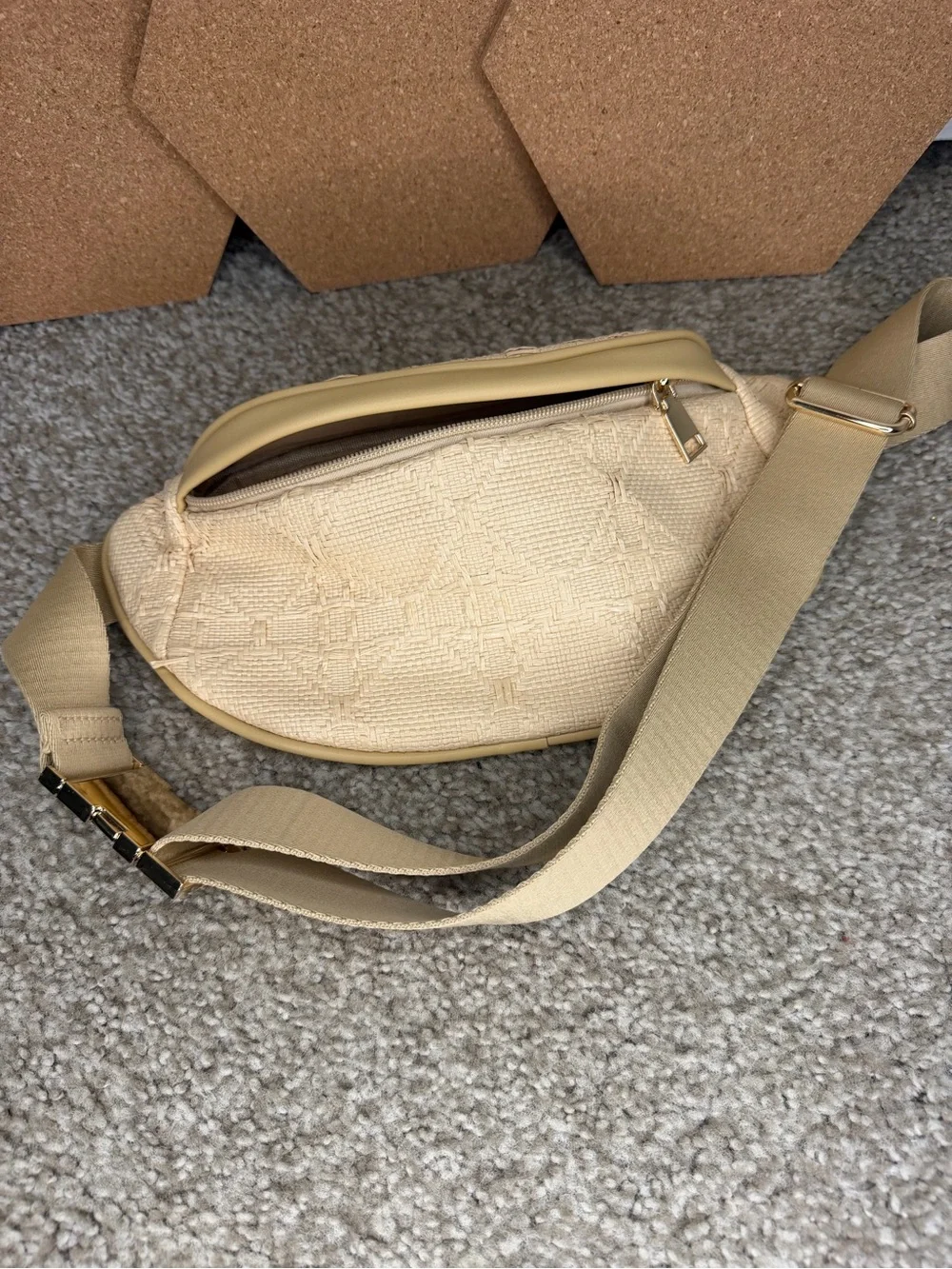 Shiraleah Cream Woven Hobo Belt Bag